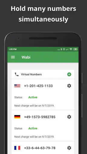 Wabi: Numero telefono virtuale screenshot