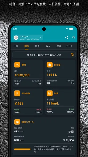 Drivvo - 車両管理・費用記録アプリ screenshot