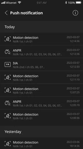 Wisenet mobile screenshot