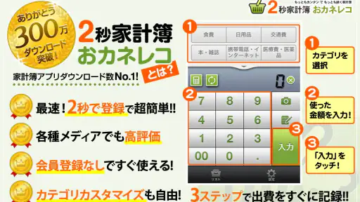 2秒家計簿『おカネレコ』-簡単シンプル家計簿アプリ 初心者 screenshot