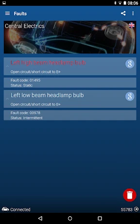 OBDeleven VAG car diagnostics screenshot