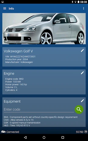 OBDeleven VAG car diagnostics screenshot