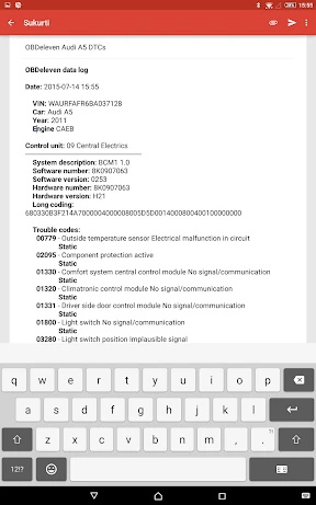 OBDeleven VAG car diagnostics screenshot