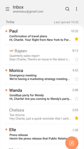 Samsung Eメール screenshot