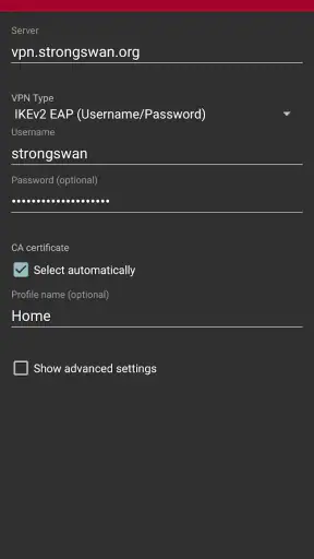 strongSwan VPN Client screenshot