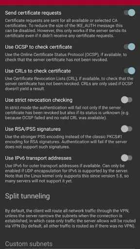 strongSwan VPN Client screenshot