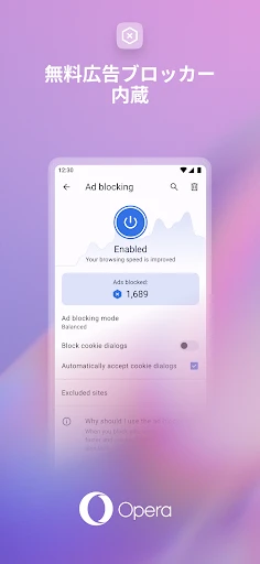 VPN を備えた Opera ブラウザ screenshot