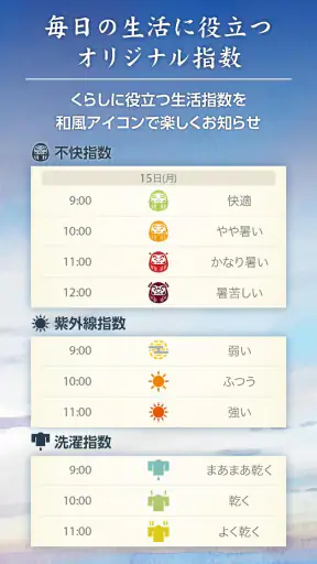 そらこよみ／天気予報+暦　和風デザインの天気アプリ screenshot