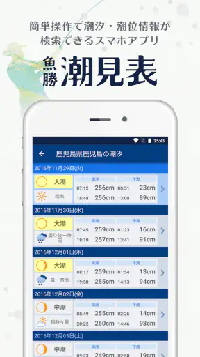 魚勝 潮見表／潮汐・潮位を検索 screenshot