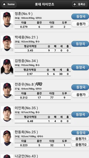 프로야구 응원가 screenshot