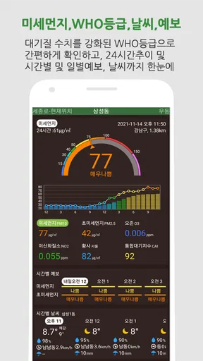 대기오염정보-미세먼지,WHO기준,위젯,예보,알림,날씨 screenshot