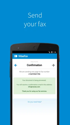 Send fax with WiseFax screenshot
