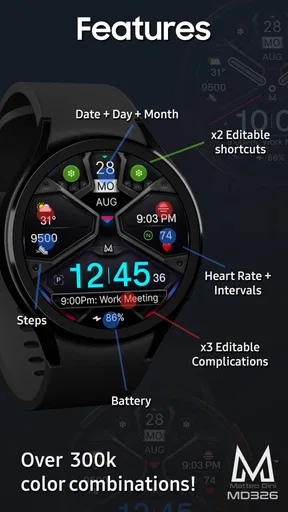 MD326 3D Modern Watch Face screenshot
