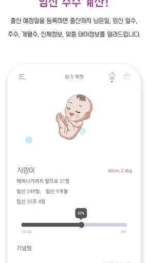 아기 위젯 : 아기 개월수, 임신 주수, 신체 자동계산 screenshot