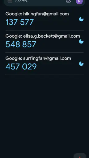 Google OTP screenshot