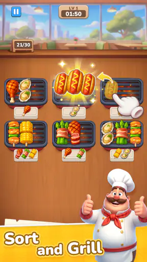 Grill Master: 음식 정렬 퍼즐 screenshot