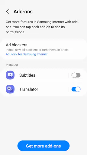 Samsung Internet 브라우저 screenshot