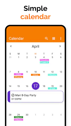 간단한 Calendar screenshot