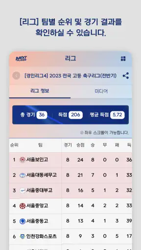넥스트플레이어 - 엘리트 축구 정보 screenshot