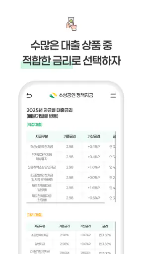 소상공인 정책자금 - 신청, 조건확인 screenshot