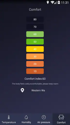 온도계 및 습도계 - 습도, 압력,편안함 및 온도측정 screenshot