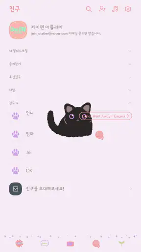 카톡 테마 - Black Cat 흑당이 screenshot