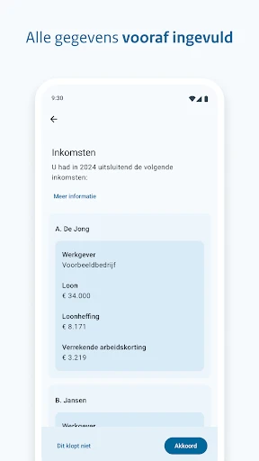 Aangifte Inkomstenbelasting screenshot