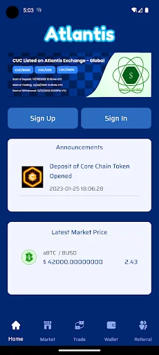 AtlantisCEX screenshot