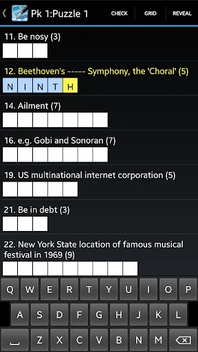 Crossword screenshot