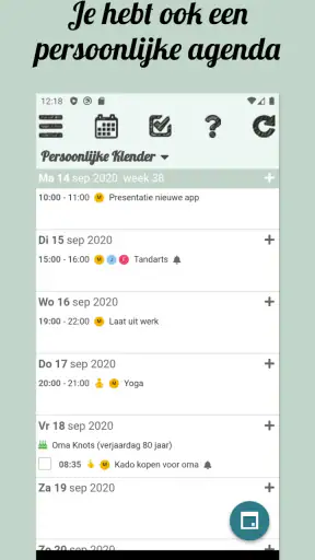Klender, gedeelde gezinsagenda screenshot