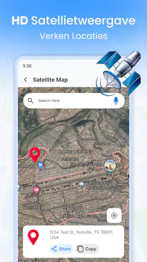 Live satellietzicht：Wegenkaart screenshot