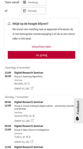 Mijn UvA screenshot