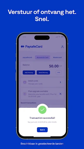 PaysafeCard-prepaid betalingen screenshot