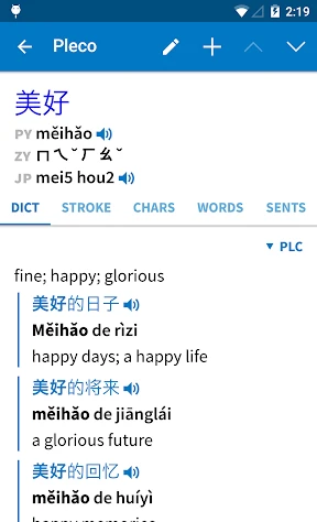 Pleco Chinese Dictionary screenshot