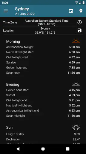 Positie van de zon screenshot
