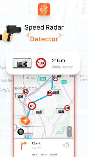 Radar, hud, snelheidscamera screenshot