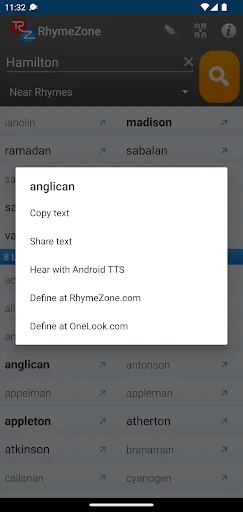 RhymeZone Rhyming Dictionary screenshot