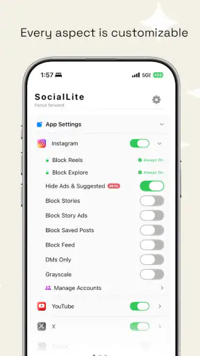 Sociallite -Block Reels&Shorts screenshot