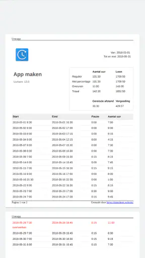 Uren App screenshot