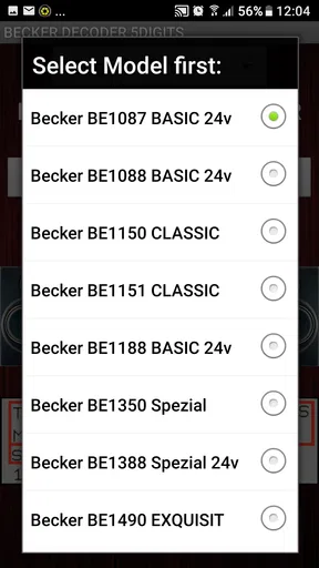 Becker 5Digit Radio Code screenshot