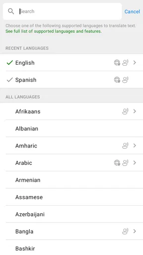 Microsoft Translator screenshot