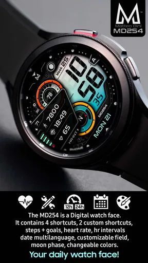 MD254 Digital watch face screenshot