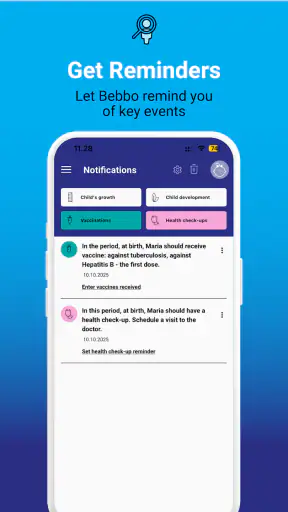 Bebbo parenting app screenshot