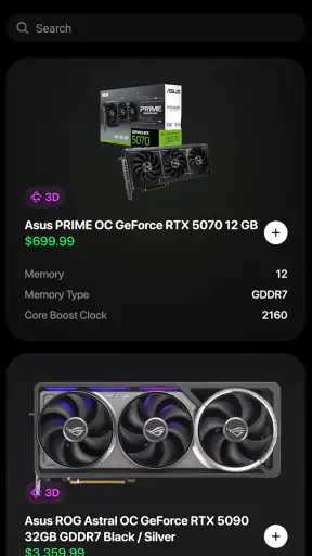 BuildCores: 3D Part Picker PC screenshot