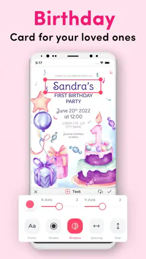 Convites, Criador de convites screenshot