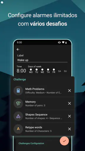 Desafios Despertador com jogos screenshot