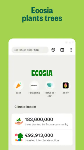 Ecosia: Browse to plant trees screenshot