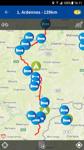 Fietsvakantiewinkel route-app screenshot