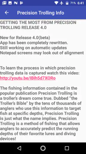 Precision Trolling Data screenshot