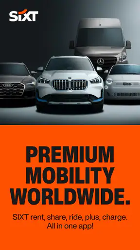 SIXT rent. share. ride. plus. screenshot